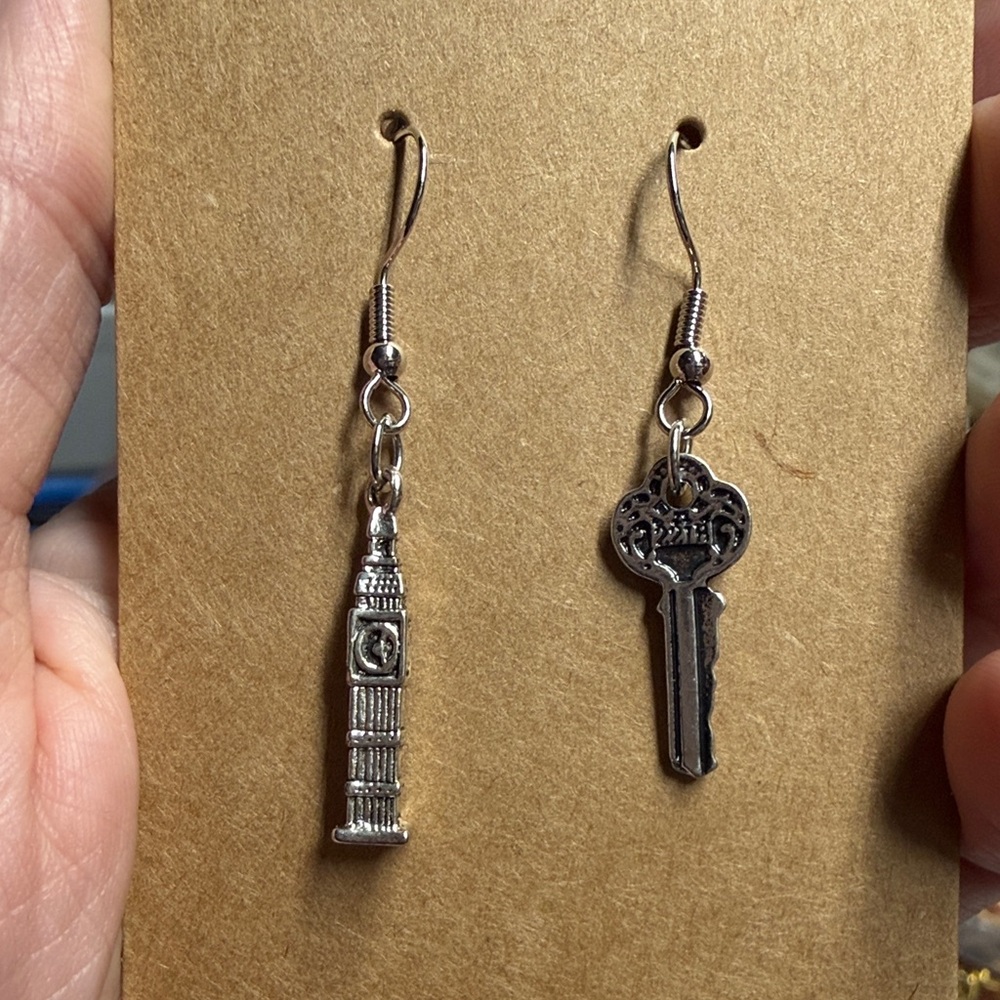 Sherlock Holmes Big Ben London and Apartment 221B Key Earrings